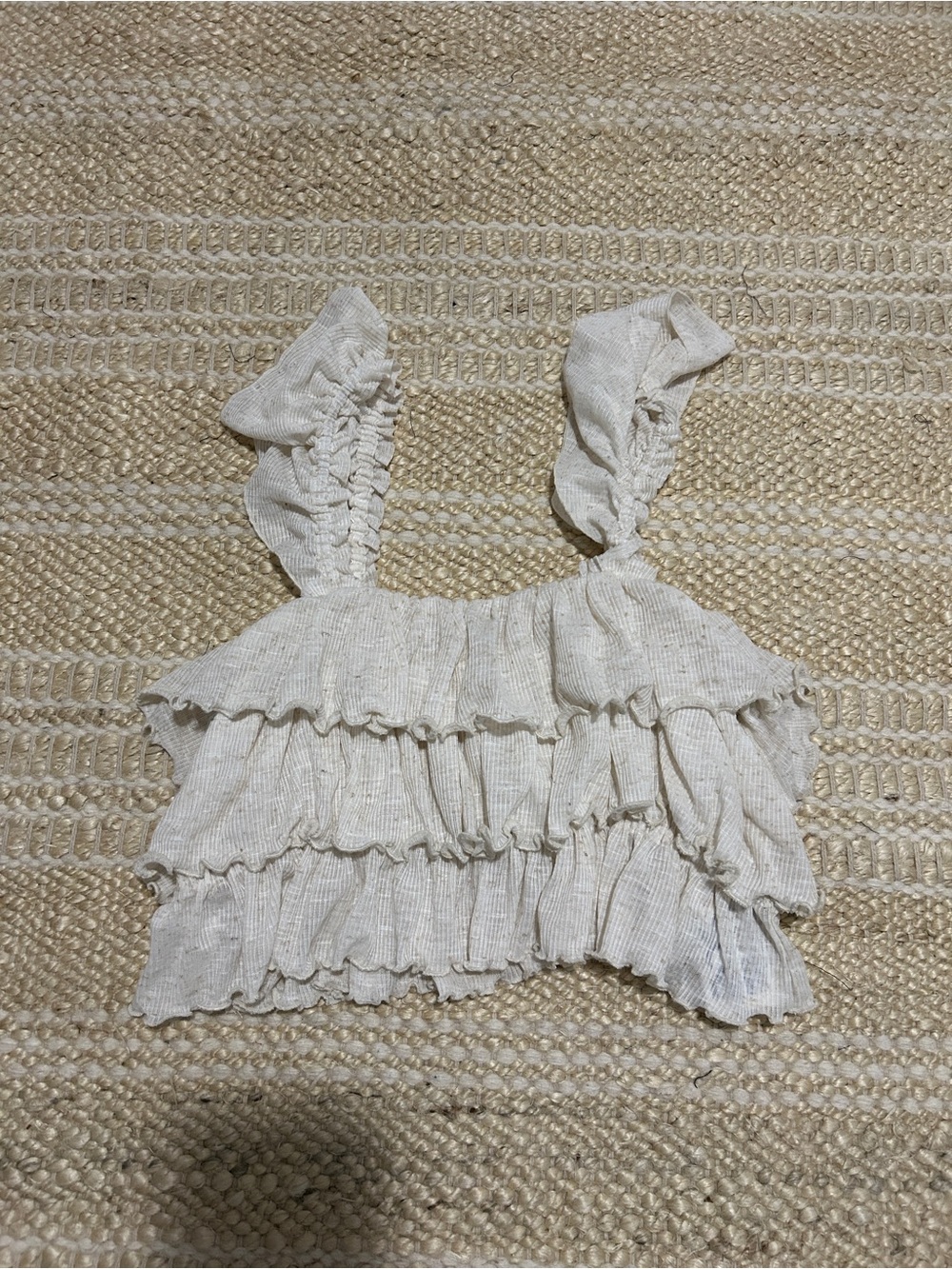 Free People Cream Ruffle Crop Tank